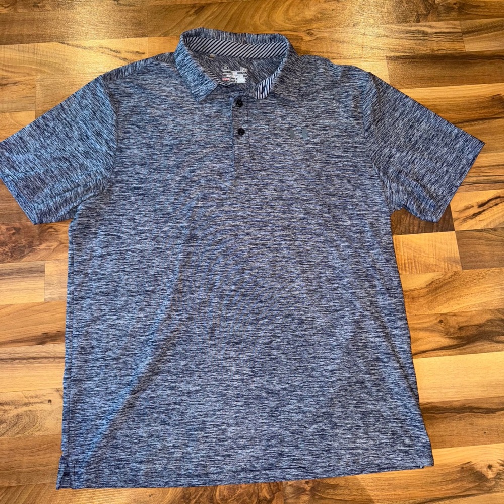 Under Armour‎ HeatGear Men's Polo Shirt heathered navy Athletic Golf Sport large